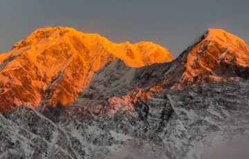 sunset view over annapuena south - view from high camp mardi himal