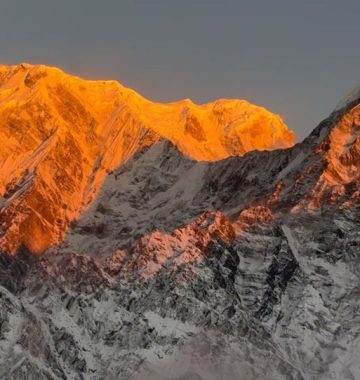 sunset view over annapuena south - view from high camp mardi himal