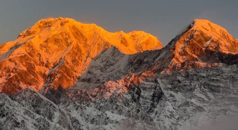 sunset view over annapuena south - view from high camp mardi himal