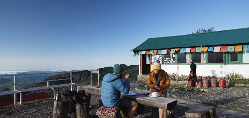 Tea house on the Mardi Himal Trek with mountain views