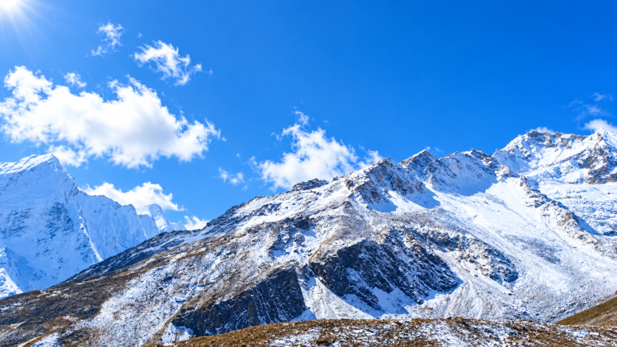 Manaslu Larkya La Pass surrounded by stunning Himalayan mountains in Nepal